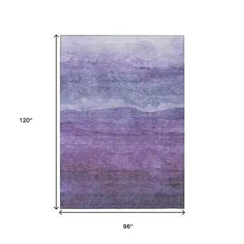 8' X 10' Purple And Lavender Abstract Washable Indoor Outdoor Area Rug