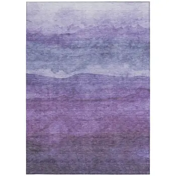 9' X 12' Purple And Lavender Abstract Washable Indoor Outdoor Area Rug