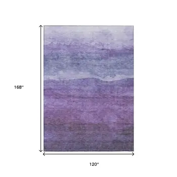 10' X 14' Purple And Lavender Abstract Washable Indoor Outdoor Area Rug