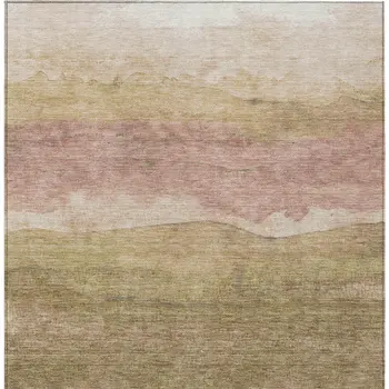 5' X 8' Tan And Beige Abstract Washable Indoor Outdoor Area Rug