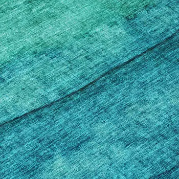 8' Teal Blue And Green Round Abstract Washable Indoor Outdoor Area Rug