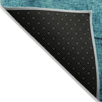 10' X 14' Teal Blue And Green Abstract Washable Indoor Outdoor Area Rug