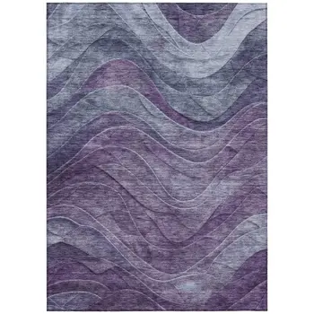 5' X 8' Purple And Gray Abstract Washable Indoor Outdoor Area Rug