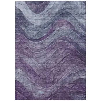 9' X 12' Purple And Gray Abstract Washable Indoor Outdoor Area Rug