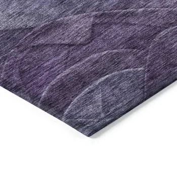 9' X 12' Purple And Gray Abstract Washable Indoor Outdoor Area Rug