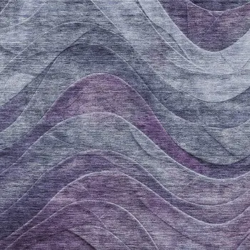 10' X 14' Purple And Gray Abstract Washable Indoor Outdoor Area Rug