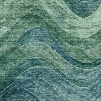 5' X 8' Teal Blue And Green Abstract Washable Indoor Outdoor Area Rug