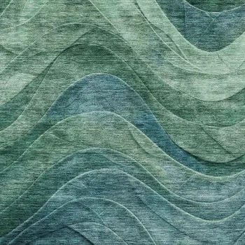 8' X 10' Teal Blue And Green Abstract Washable Indoor Outdoor Area Rug