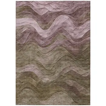 3' X 5' Taupe And Beige Abstract Washable Indoor Outdoor Area Rug