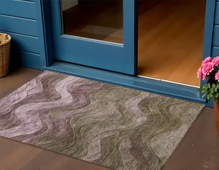 3' X 5' Taupe And Beige Abstract Washable Indoor Outdoor Area Rug