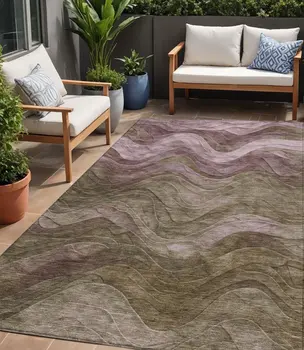 5' X 8' Taupe And Beige Abstract Washable Indoor Outdoor Area Rug
