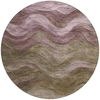 8' Taupe And Beige Round Abstract Washable Indoor Outdoor Area Rug