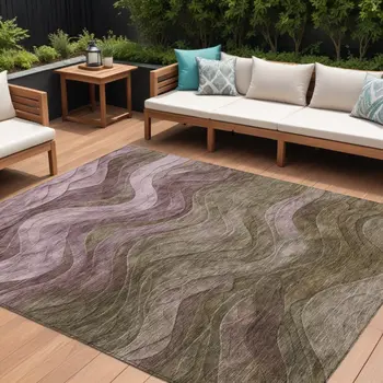 8' X 10' Taupe And Beige Abstract Washable Indoor Outdoor Area Rug