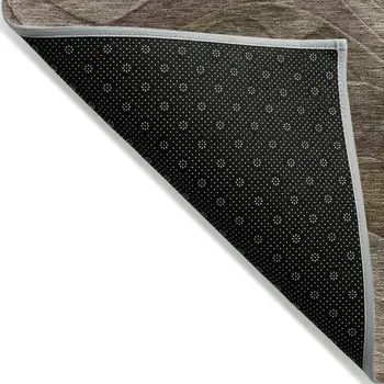 8' X 10' Taupe And Beige Abstract Washable Indoor Outdoor Area Rug