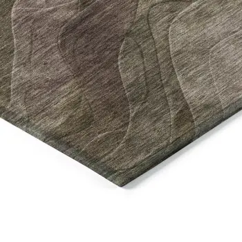 8' X 10' Taupe And Beige Abstract Washable Indoor Outdoor Area Rug