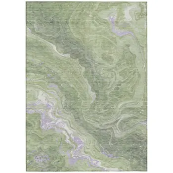 10' X 14' Artichoke Green Lavender And Ivory Abstract Washable Indoor Outdoor Area Rug