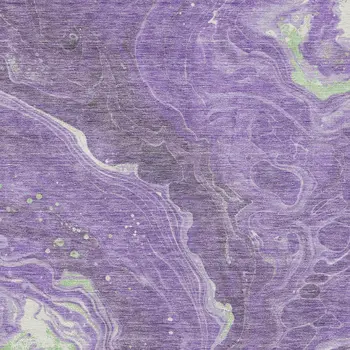 3' X 5' Purple Mint Green And Ivory Abstract Washable Indoor Outdoor Area Rug
