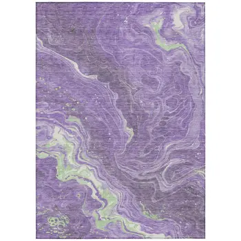 10' X 14' Purple Mint Green And Ivory Abstract Washable Indoor Outdoor Area Rug