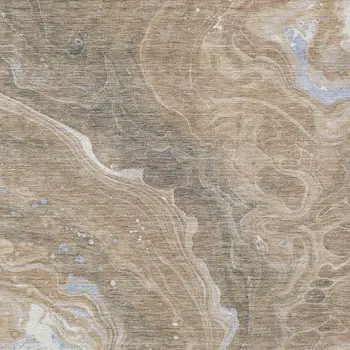 3' X 5' Taupe Blue And Ivory Abstract Washable Indoor Outdoor Area Rug