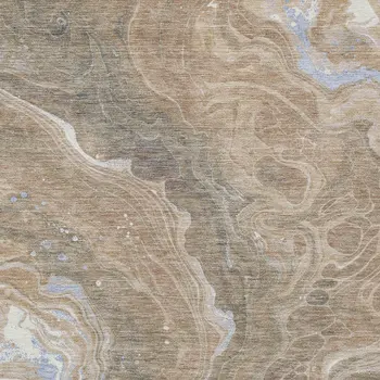 8' X 10' Taupe Blue And Ivory Abstract Washable Indoor Outdoor Area Rug
