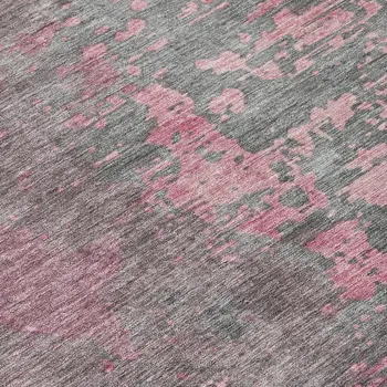 8' Blush Gray And Mauve Round Abstract Washable Indoor Outdoor Area Rug
