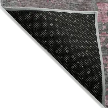 8' X 10' Blush Gray And Mauve Abstract Washable Indoor Outdoor Area Rug
