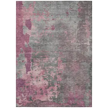 8' X 10' Blush Gray And Mauve Abstract Washable Indoor Outdoor Area Rug