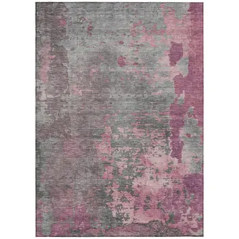 9' X 12' Blush Gray And Mauve Abstract Washable Indoor Outdoor Area Rug