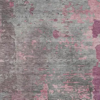 10' X 14' Blush Gray And Mauve Abstract Washable Indoor Outdoor Area Rug