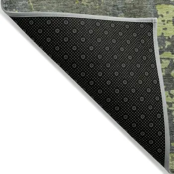 10' X 14' Fern Green Gray And Olive Green Abstract Washable Indoor Outdoor Area Rug