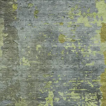 10' X 14' Fern Green Gray And Olive Green Abstract Washable Indoor Outdoor Area Rug