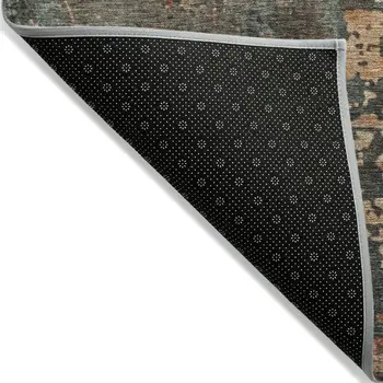 3' X 5' Pale Aqua Copper And Beige Abstract Washable Indoor Outdoor Area Rug