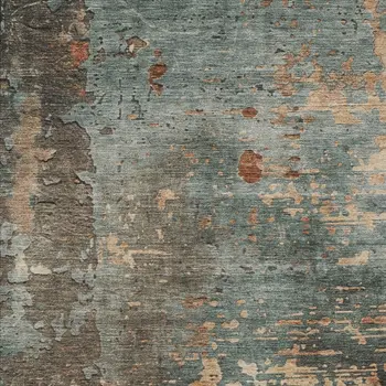 3' X 5' Pale Aqua Copper And Beige Abstract Washable Indoor Outdoor Area Rug
