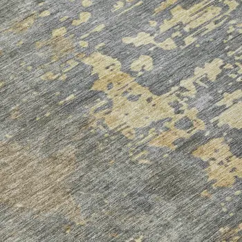 8' Taupe Gray And Beige Round Abstract Washable Indoor Outdoor Area Rug