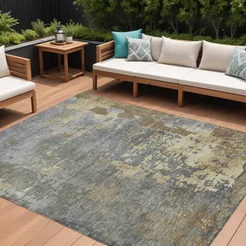 9' X 12' Taupe Gray And Beige Abstract Washable Indoor Outdoor Area Rug