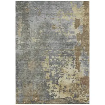 9' X 12' Taupe Gray And Beige Abstract Washable Indoor Outdoor Area Rug
