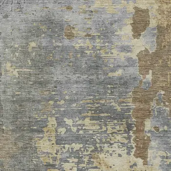 9' X 12' Taupe Gray And Beige Abstract Washable Indoor Outdoor Area Rug