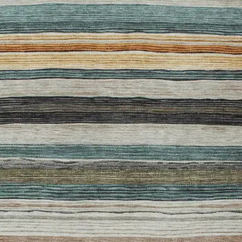 5' X 8' Beige Gold Brown And Taupe Striped Washable Indoor Outdoor Area Rug