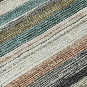 8' Beige Gold Brown And Taupe Round Striped Washable Indoor Outdoor Area Rug