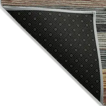 8' X 10' Beige Gold Brown And Taupe Striped Washable Indoor Outdoor Area Rug