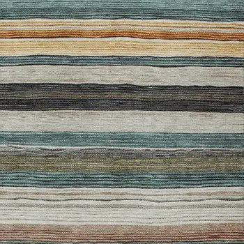 8' X 10' Beige Gold Brown And Taupe Striped Washable Indoor Outdoor Area Rug