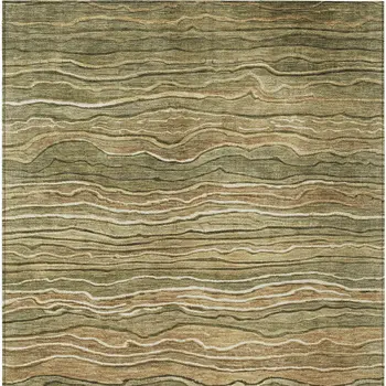 10' X 14' Fern Green And Taupe Abstract Washable Indoor Outdoor Area Rug