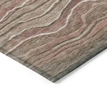 3' X 5' Brown And Copper Abstract Washable Indoor Outdoor Area Rug
