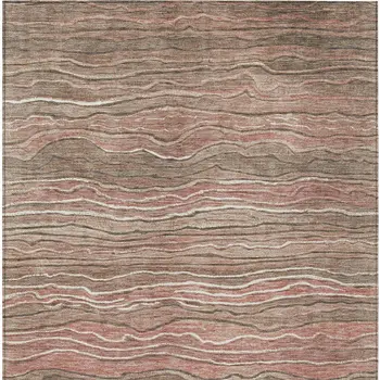 10' X 14' Brown And Copper Abstract Washable Indoor Outdoor Area Rug
