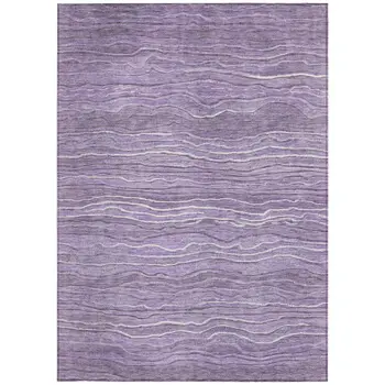 5' X 8' Purple And Lavender Abstract Washable Indoor Outdoor Area Rug