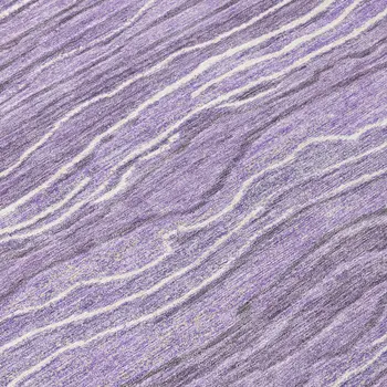 8' Purple And Lavender Round Abstract Washable Indoor Outdoor Area Rug