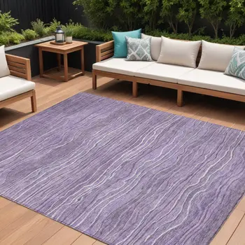 8' X 10' Purple And Lavender Abstract Washable Indoor Outdoor Area Rug