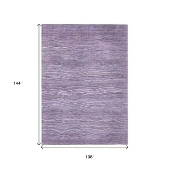 9' X 12' Purple And Lavender Abstract Washable Indoor Outdoor Area Rug