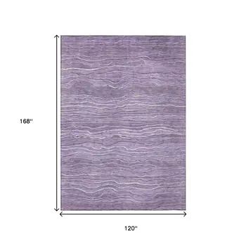 10' X 14' Purple And Lavender Abstract Washable Indoor Outdoor Area Rug