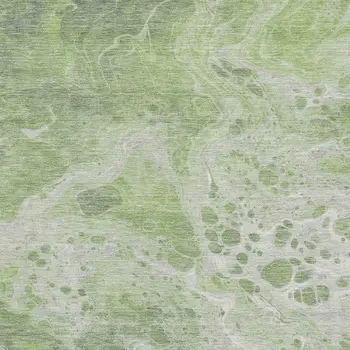 3' X 5' Artichoke Green And Ivory Abstract Washable Indoor Outdoor Area Rug